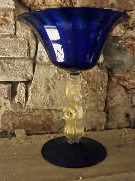 blue glass goblet